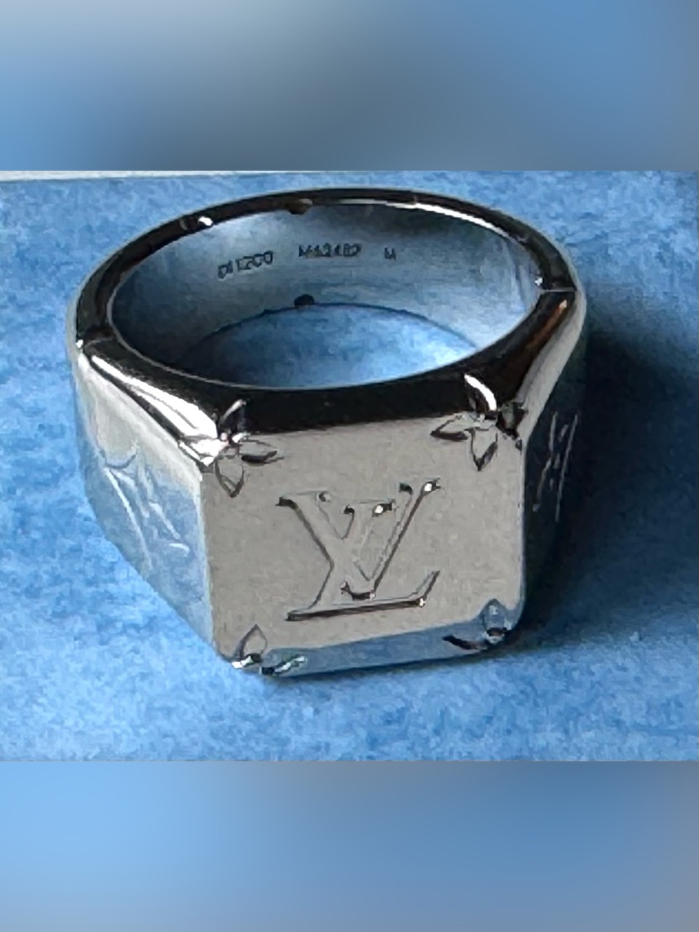LOUIS VUITTON Monogram Signet Ring Size 8-8.5 Unisex